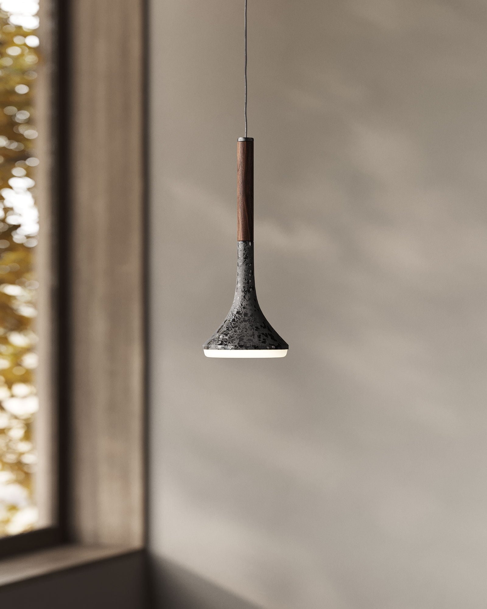 Wood pendant led lamp designed by Bandido