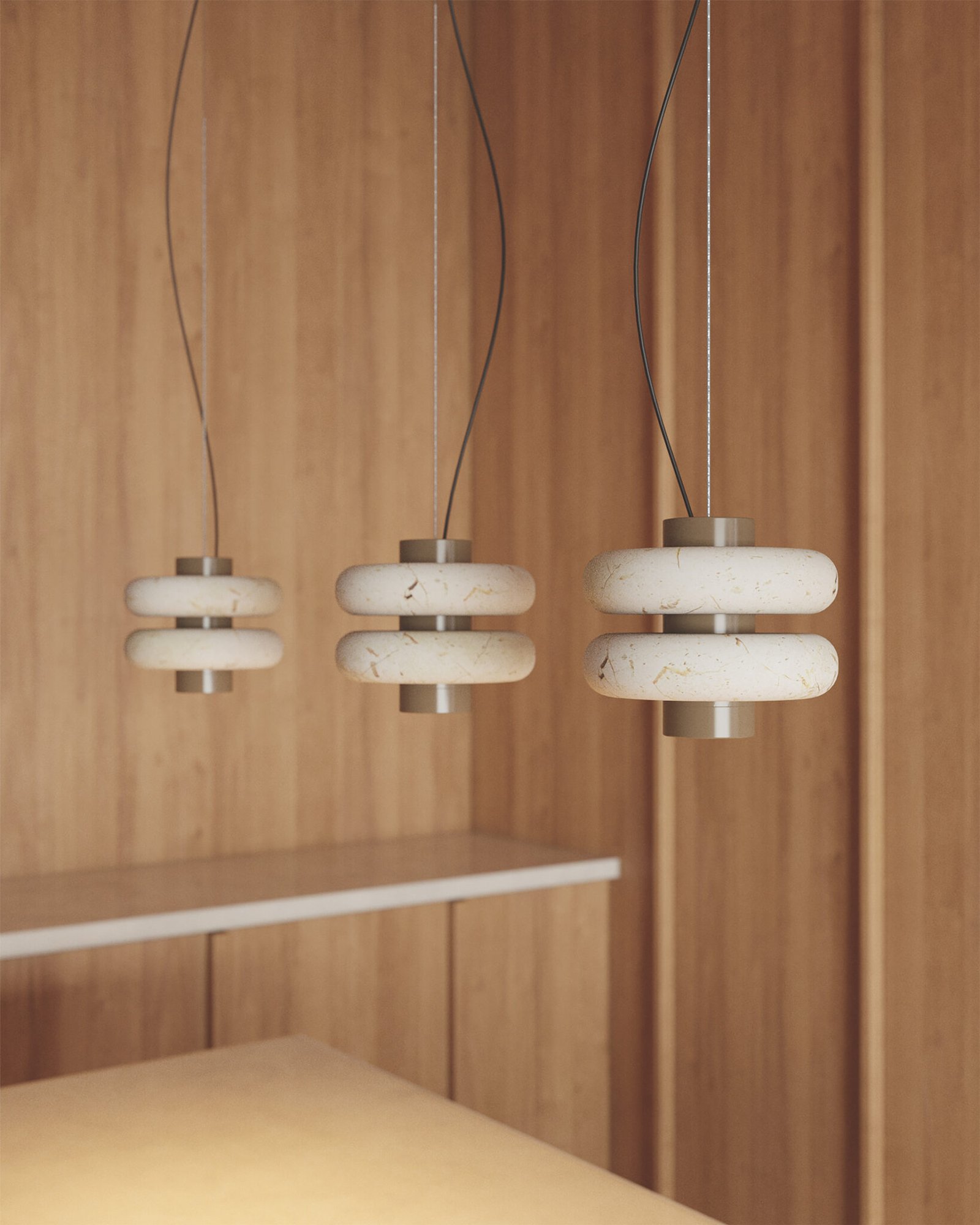 DUO stone donuts pendant lamp set designed by Bandido studio