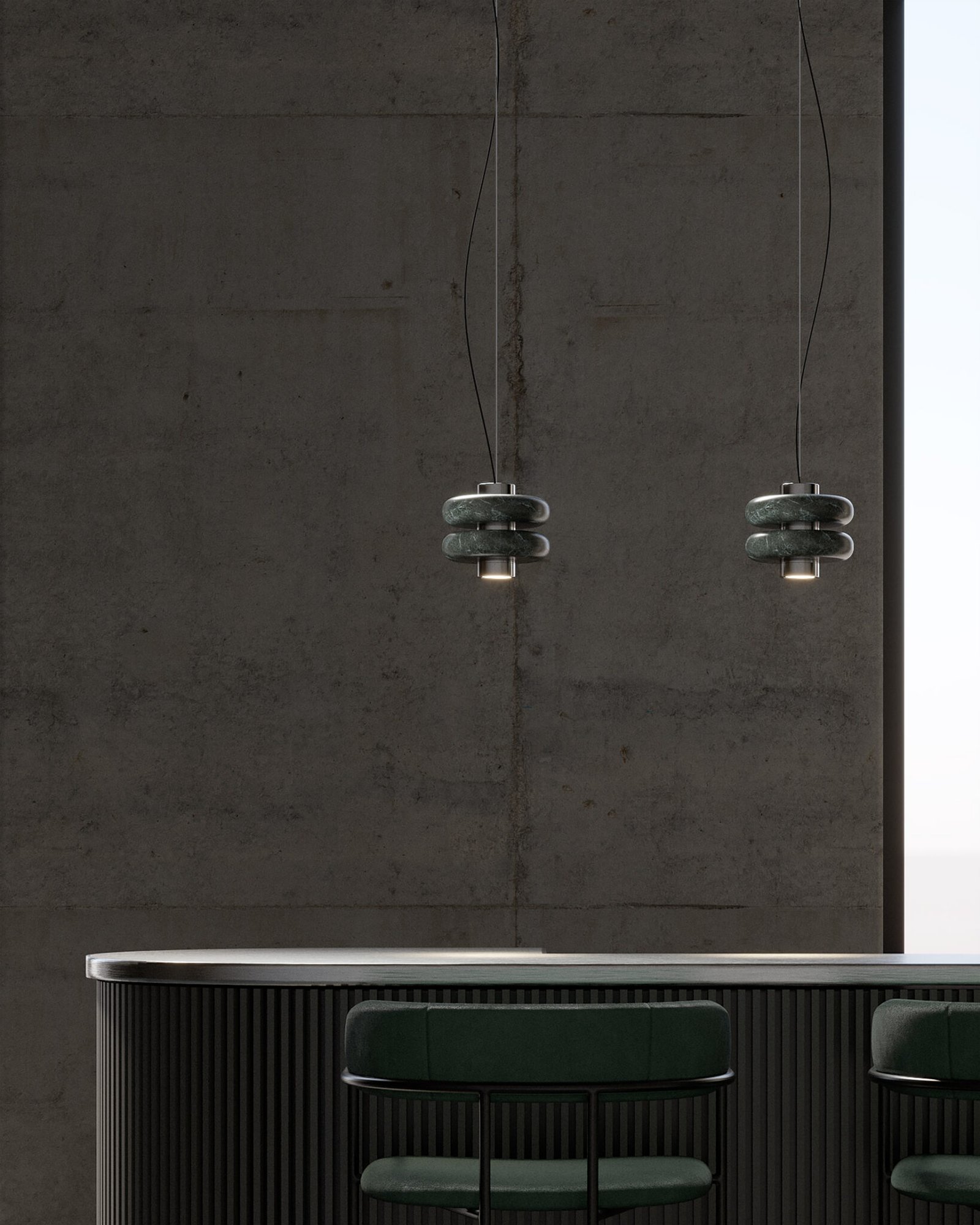 DUO ceiling lamps in Tikal green, Mexican design by Bandido Studio