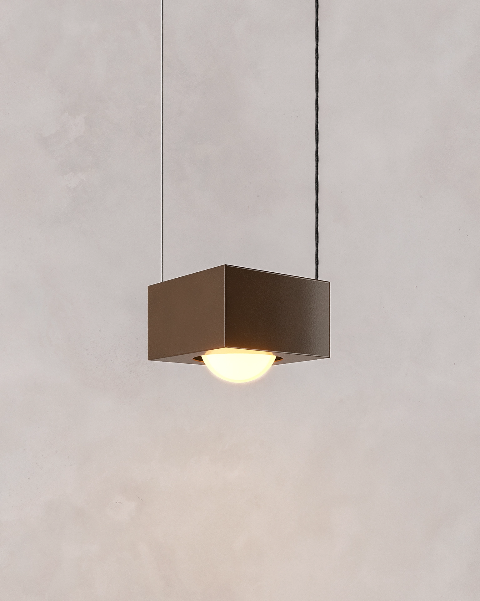 NOVA Chapter | CORE square brown steel pendant lamp designed by Bandido Studio