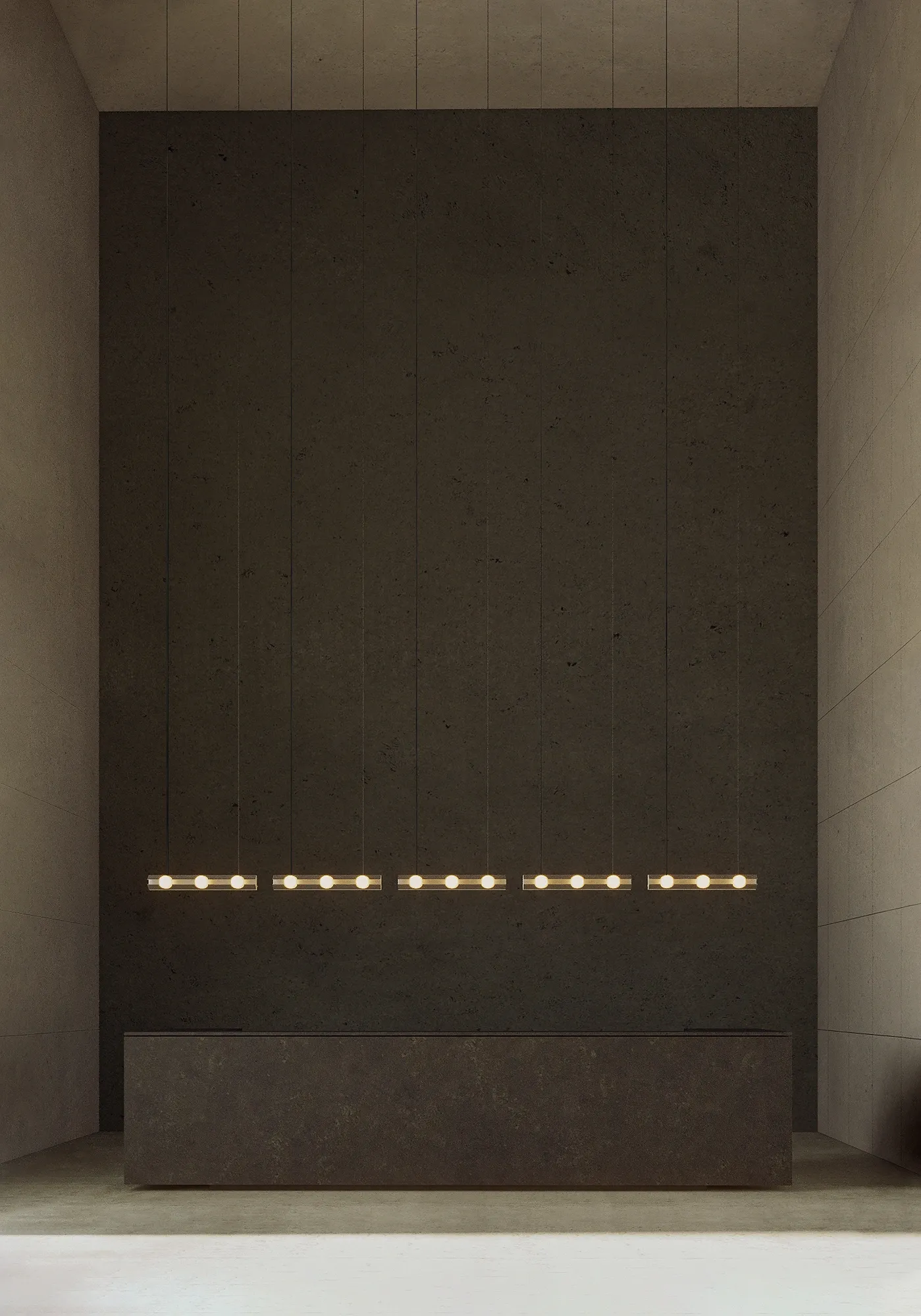 Set of horizontal NOVA FLUX pendant lights designed by Bandido in Mexico