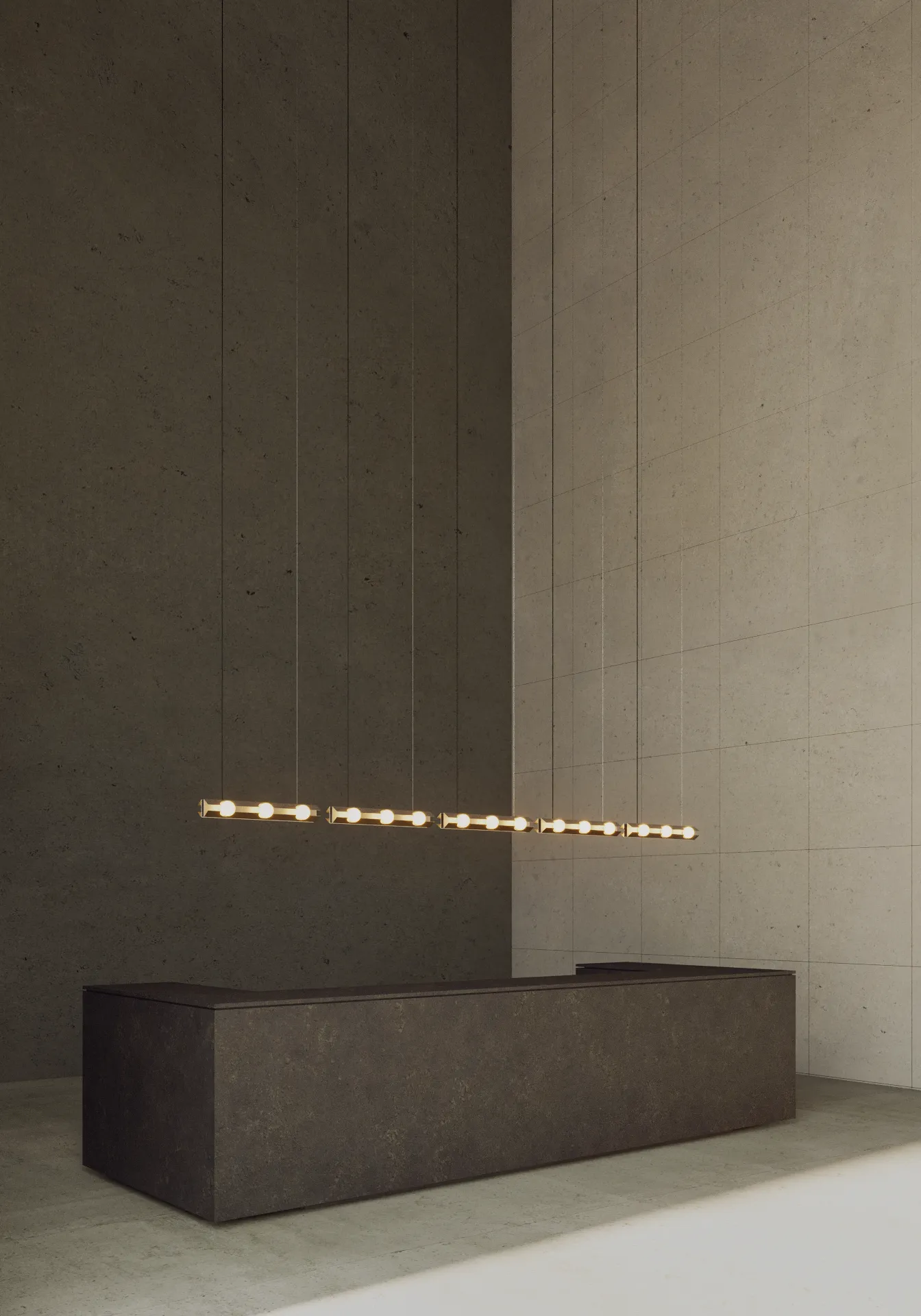 Set of horizontal NOVA FLUX pendant lights designed by Bandido in Mexico